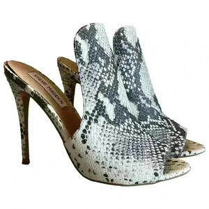 Steve Madden Women’s Sinful Snake Print Slip On Stiletto Heels Open Toe Sexy